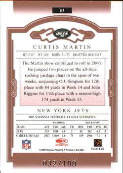 2004 Donruss Classics - Timeless Tributes Red #67 Curtis Martin Back