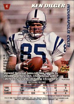 1996 Stadium Club #41 Ken Dilger Back