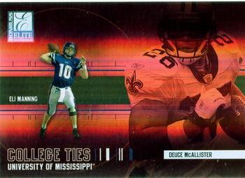 2004 Donruss Elite - College Ties #CT-1 Deuce McAllister / Eli Manning Front