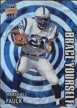 1996 Stadium Club - Brace Yourself #BY2 Marshall Faulk Front