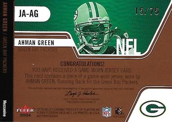 2004 Fleer Authentix - Jersey Authentix Mezzanine #JA-AG Ahman Green Back