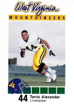 1990 West Virginia Mountaineers Program Cards #NNO Tarris Alexander Front