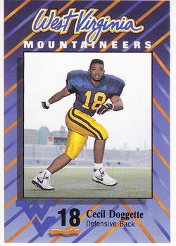 1991 West Virginia Mountaineers Program Cards #12 Cecil Doggette Front