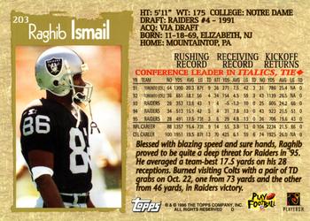 1996 Topps #203 Raghib Ismail Back