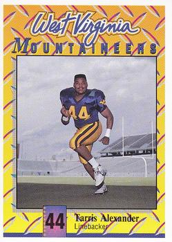 1992 West Virginia Mountaineers Program Cards #1 Tarris Alexander Front