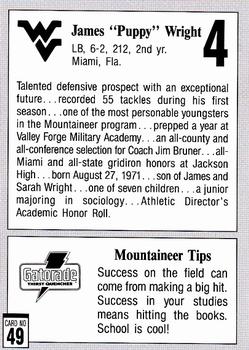 1992 West Virginia Mountaineers Program Cards #49 