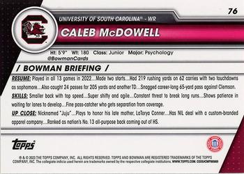 2023 Bowman University Chrome #76 Caleb McDowell Back