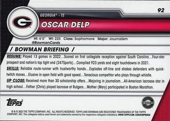 2023 Bowman University Chrome #92 Oscar Delp Back