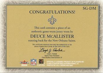 2004 Fleer Showcase - Showcase Grace Game-Used Material #SG-DM Deuce McAllister Back