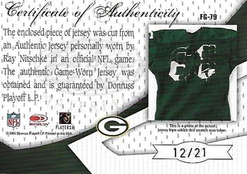 2004 Leaf Certified Materials - Fabric of the Game 21st Century #FG-79 Ray Nitschke Back