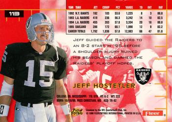 1996 Ultra #113 Jeff Hostetler Back