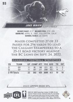 2023 Upper Deck CFL #93 Jake Maier Back