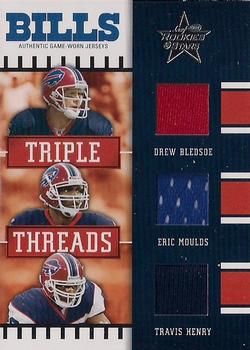 2004 Leaf Rookies & Stars - Triple Threads #TT-4 Drew Bledsoe / Eric Moulds / Travis Henry Front