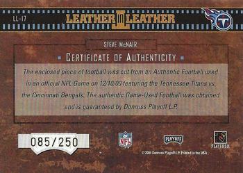 2004 Playoff Hogg Heaven - Leather in Leather #LL-17 Steve McNair Back
