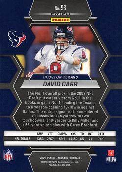 2023 Panini Mosaic - Camo Pink Mosaic #93 David Carr Back