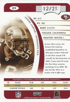 2004 Playoff Prime Signatures - Signature Proofs Gold #89 Andre Carter Back