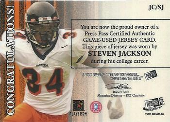 2004 Press Pass SE - Game Used Jerseys Bronze #JC/SJ Steven Jackson Back