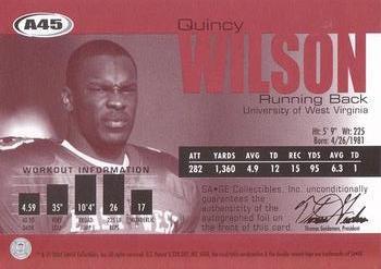 2004 SAGE - Autographs Silver #A45 Quincy Wilson Back