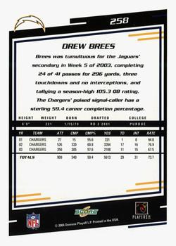 2004 Score - Glossy #258 Drew Brees Back