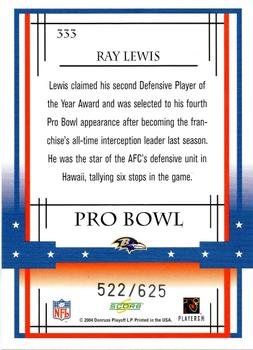 2004 Score - Scorecard #333 Ray Lewis Back