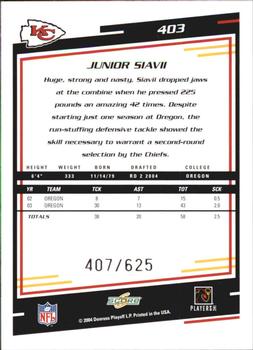 2004 Score - Scorecard #403 Junior Siavii Back