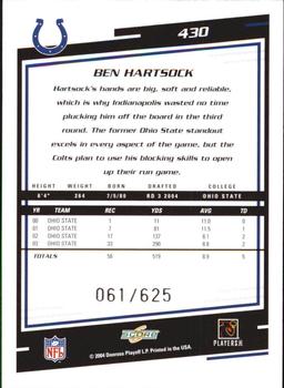 2004 Score - Scorecard #430 Ben Hartsock Back