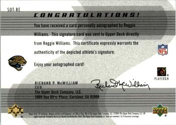 2004 SP Authentic - Sign of the Times #SOT-RE Reggie Williams Back