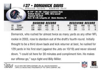 2004 Topps - Topps Collection #40 Domanick Davis Back