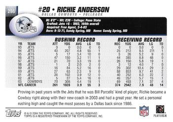 2004 Topps - Topps Collection #286 Richie Anderson Back