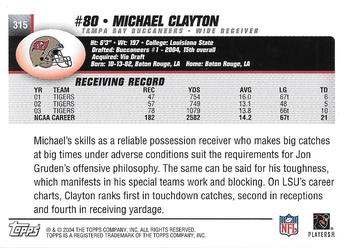 2004 Topps - Topps Collection #315 Michael Clayton Back
