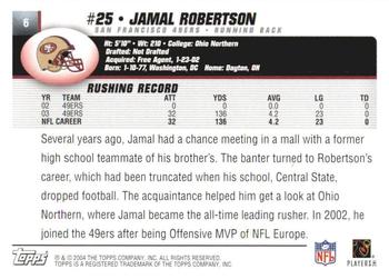 2004 Topps 1st Edition #6 Jamal Robertson Back