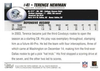 2004 Topps 1st Edition #66 Terence Newman Back