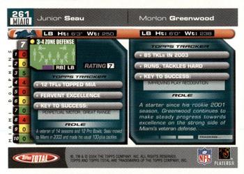 2004 Topps Total - Silver #261 Junior Seau / Morlon Greenwood Back