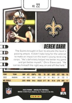 2023 Panini Absolute #22 Derek Carr Back