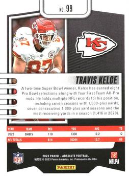 2023 Panini Absolute #99 Travis Kelce Back