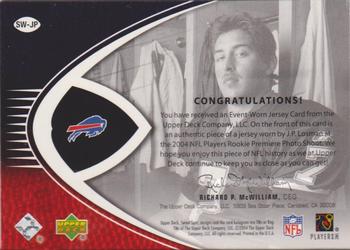 2004 Upper Deck Sweet Spot - Sweet Swatches #SW-JP J.P. Losman Back