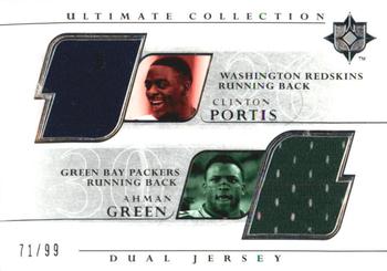 2004 Upper Deck Ultimate Collection - Game Jersey Duals #UGJ2-PG Clinton Portis / Ahman Green Front