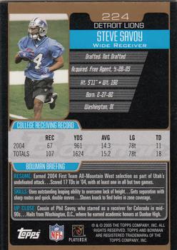 2005 Bowman - Bronze #224 Steve Savoy  Back