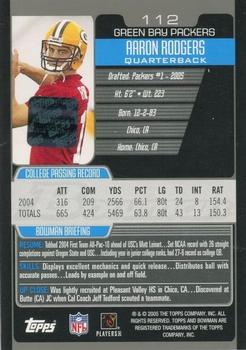 2005 Bowman - Rookie Autographs #112 Aaron Rodgers Back