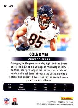 2023 Panini Prestige #49 Cole Kmet Back