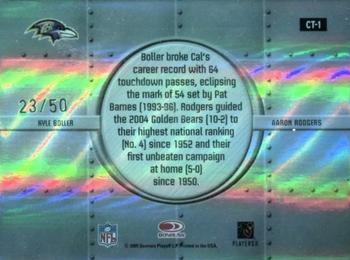 2005 Donruss Elite - College Ties Autographs #CT-1 Kyle Boller / Aaron Rodgers Back