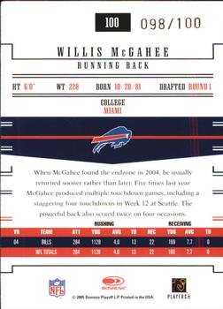 2005 Donruss Gridiron Gear - Gold Holofoil #100 Willis McGahee Back