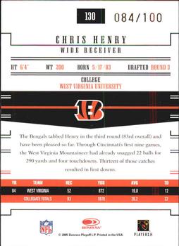 2005 Donruss Gridiron Gear - Gold Holofoil #130 Chris Henry Back