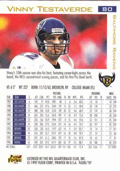 1997 Fleer #80 Vinny Testaverde Back