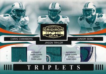 2005 Donruss Gridiron Gear - Triplets Jerseys Team Logo #T-7 Chris Chambers / Jason Taylor / Junior Seau Front