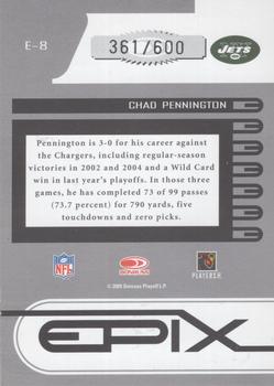 2005 Donruss Zenith - Epix Blue 1st Down #E-8 Chad Pennington Back