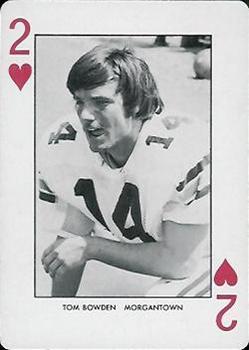 1974 West Virginia Mountaineers Playing Cards - Gold Backs #2♥ Tom Bowden Front