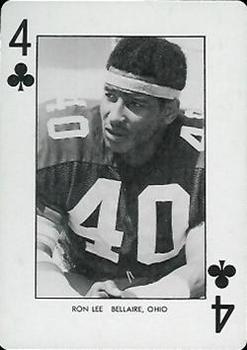 1974 West Virginia Mountaineers Playing Cards - Gold Backs #4♣ Ron Lee Front