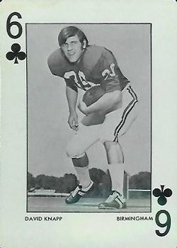 1972 Alabama Crimson Tide Playing Cards (White Backs) #6♣ David Knapp Front