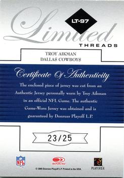 2005 Leaf Limited - Threads Prime #LT-97 Troy Aikman Back